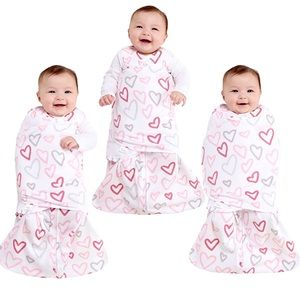 HALO 💗 Modern Pink Hearts 100% Cotton 3-Way SleepSack Swaddle | Small (3-6M)